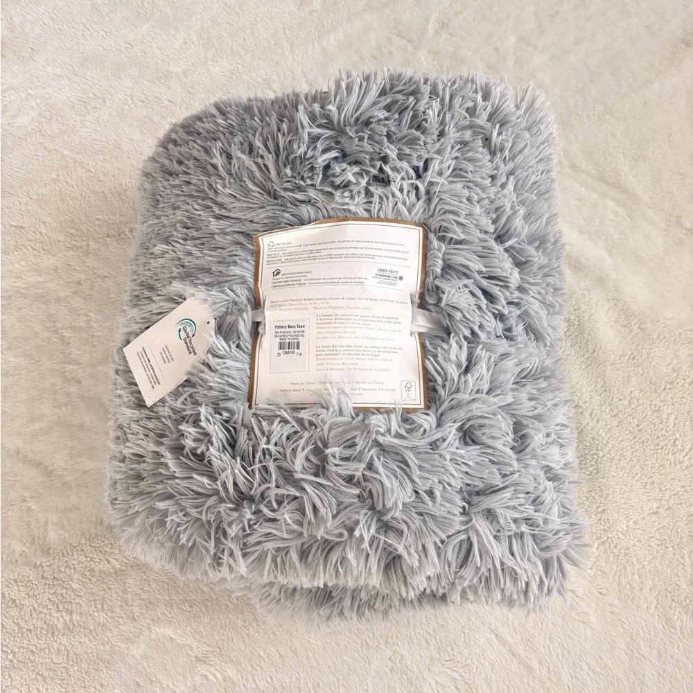 Pottery Barn Recycled Super Fluffy Duvet Cover - Light Grey